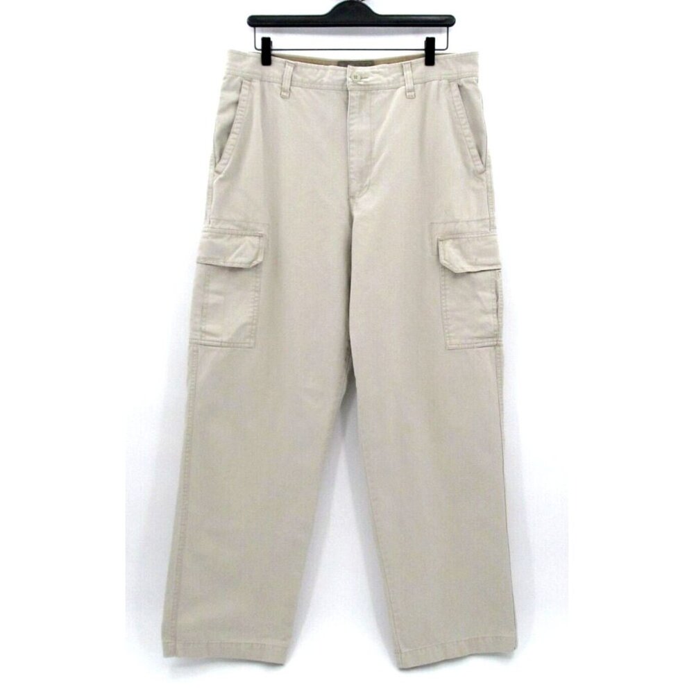 Vintage Old Navy Cargo Pants Mens 36x34 Beige Wide Leg Streetwear Y2K